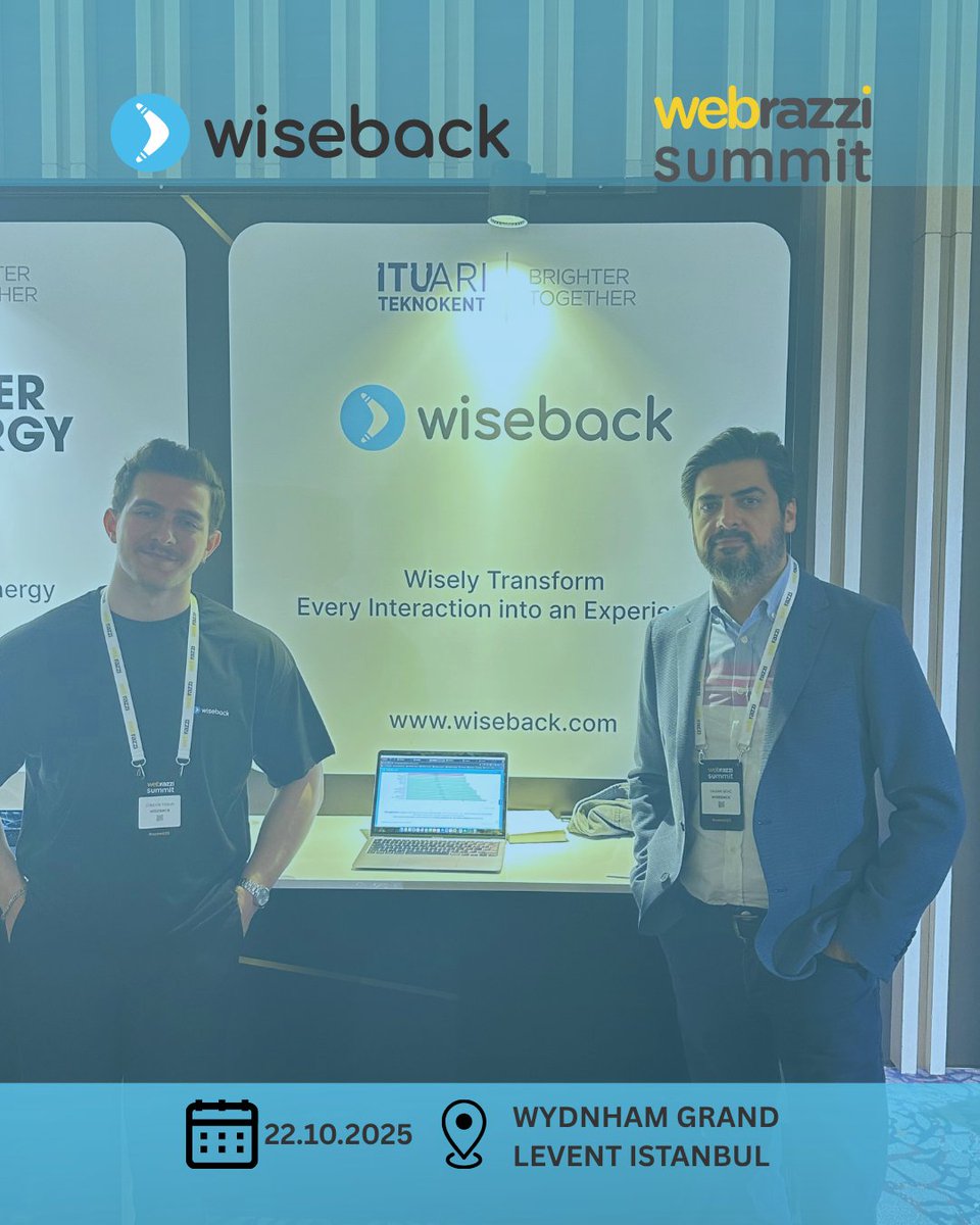 wiseback's tweet image. 🚀 Wiseback olarak Webrazzi Summit 2025’te yer almaktan büyük mutluluk duyduk!
Startup Lounge’daki standımızda birçok yerli ve yabancı ziyaretçiyle buluştuk.
Kurucu ortağımız @HasanGenc, Startup Stage’de Wiseback’in AI tabanlı CX vizyonunu paylaştı. 💙
#WebrazziSummit #AI #CX