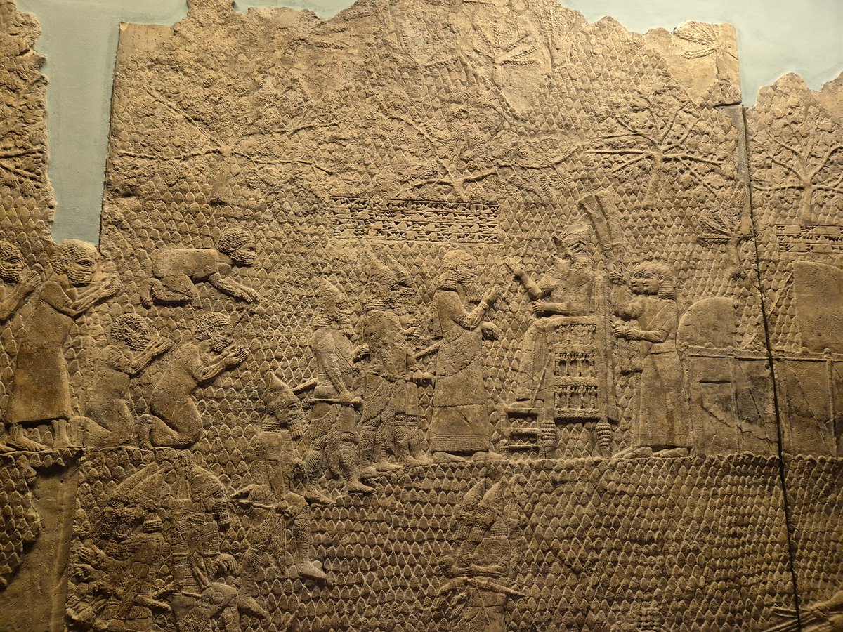 'Sennacherib, king of the world, king of Assyria, set up a throne and the booty of Lachish passed before him', now in the British Museum. #EpigraphyTuesday