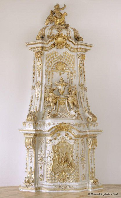 This Baroque stove from the former Dietrichstein Palace features scenes from Ovid’s Metamorphoses, including Venus &amp; Adonis. | bit.ly/3FfqCVx