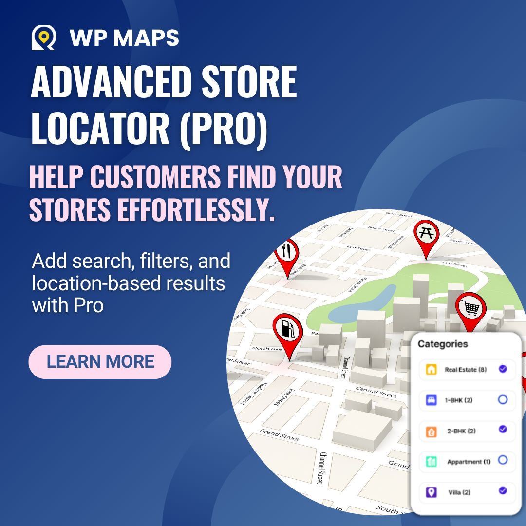 weplugins's tweet image. Turn “Where’s your store?” into “Found it!” effortlessly.
With WP Maps Pro, your customers can search, filter, and locate your stores in just a few clicks.

wpmapspro.com/map-hooks/wpgm…

#wpmapspro #locator #maps #plugins #wordpress