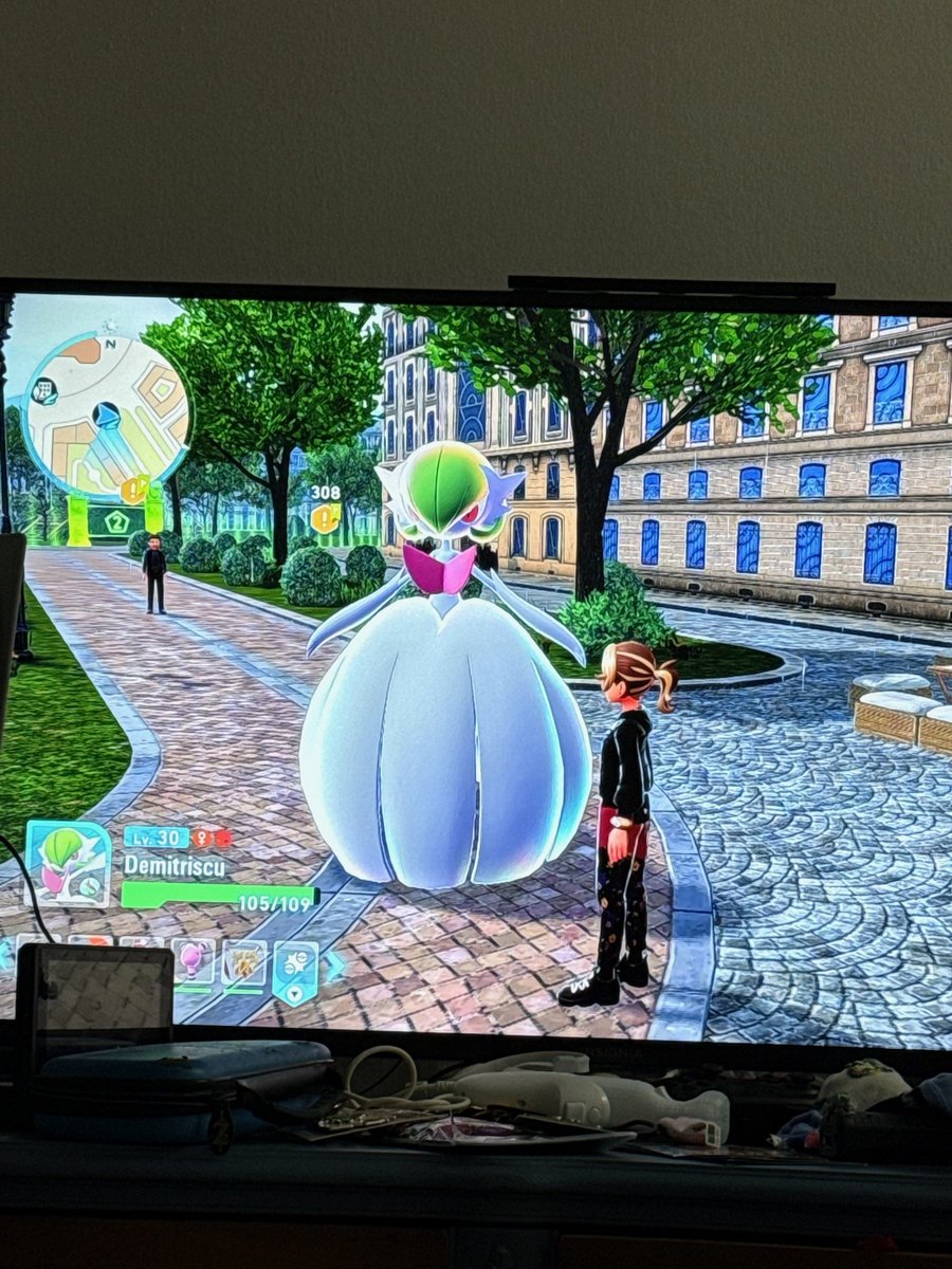 my boyfriend's player character (me) and his aptly named giant Alpha Mega Gardevoir