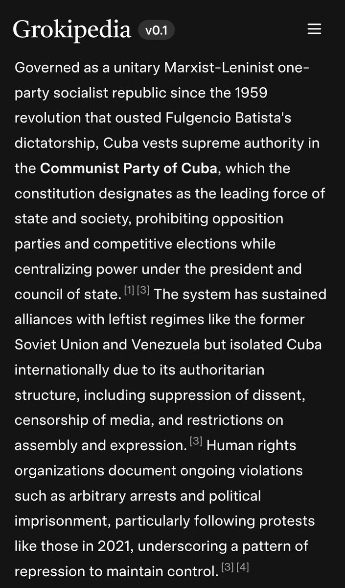 Mejor información sobre Cuba en una wiki imposible 👇

grokipedia.com/page/Cuba