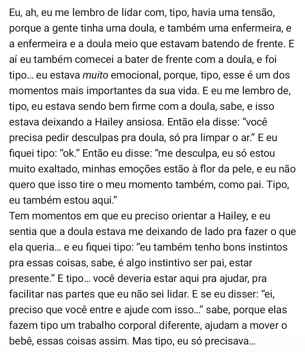 não aguento o justin falando sobre o parto do jack e quase despachando a doula pra fazer o trabalho dela e a hailey dando bronca pra ele se desculpar kkkkkkkkkkk