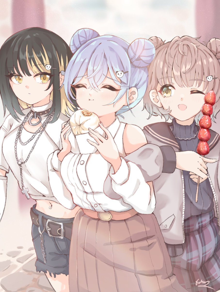 ライブ後のご褒美🍴🍴🍴
#コメティック 
#斑鳩ルカ
#鈴木羽那 
#郁田はるき 
#シャニマス