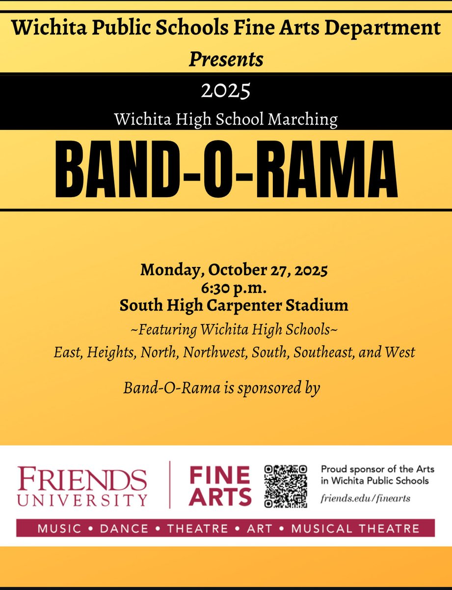 shawnknopp's tweet image. Wow…another AWESOME showcase of high school marching bands from @WichitaUSD259 at the annual BAND-O-RAMA! 🥁🎺🎷

🎉Congrats 🎉 to all of the directors and students for a successful marching band season!
#bandsonthemove