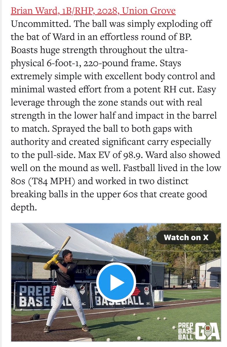 Thanks <a href="/PrepBaseballGA/">Prep Baseball Georgia</a> for the write up! 

<a href="/PB_Uncommitted/">Prep Baseball Uncommitted</a> <a href="/prepbaseball/">Prep Baseball</a> <a href="/Hudson_PBR/">Hudson Graham</a> <a href="/TheDreamBall/">The Dream Baseball Club</a> <a href="/MBPTakeover/">Minority Baseball Prospects</a> <a href="/ughs_b/">UGHS Baseball</a>