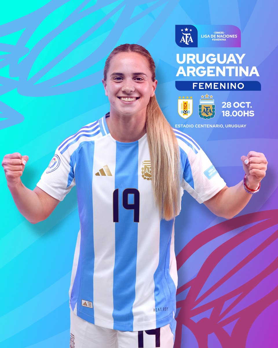 🏆 #SelecciónFemenina - #LNF
🗓️ Fecha 2
⚽ #Argentina 🇦🇷 🆚 #Uruguay 🇺🇾
🕐 18.00
👩‍⚖️ Emikar Calderas 🇻🇪
🏟️ Estadio Centenario
📍 Montevideo, Uruguay
🖥️ YouTube y Twitch de <a href="/AFAestudio/">AFA Estudio ⭐️⭐️⭐️</a> 
📝 shorturl.at/kYov6