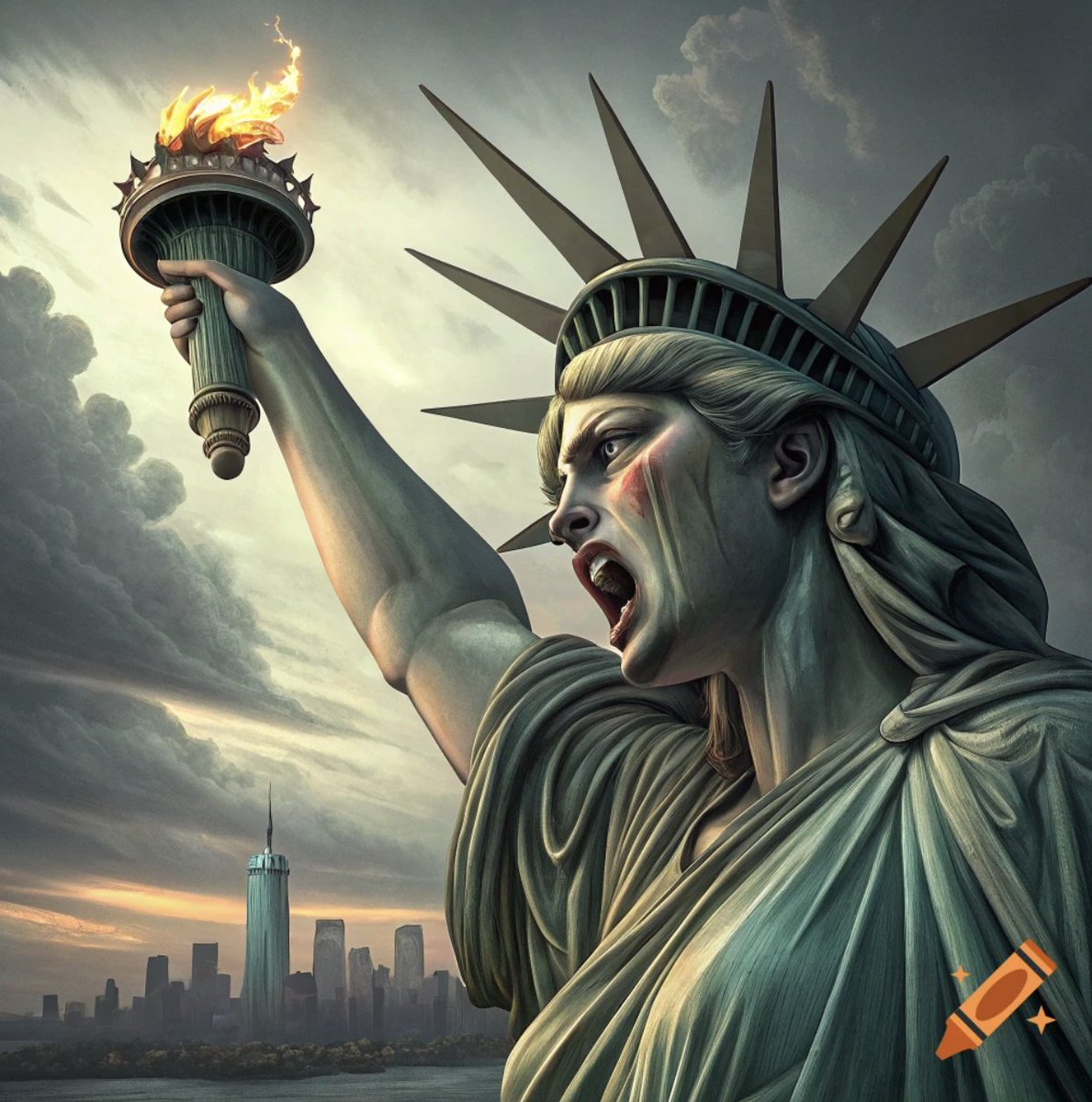 STATUE OF LIBERTY - WHY THE LONG FACE FRIEND. 🗽🔥 

My friend, you are about to delve into the unknown. While the official story is that it's a gift from France representing "Liberty Enlightening the World," that is a bullshit story, just like the rest of the junk they feed you