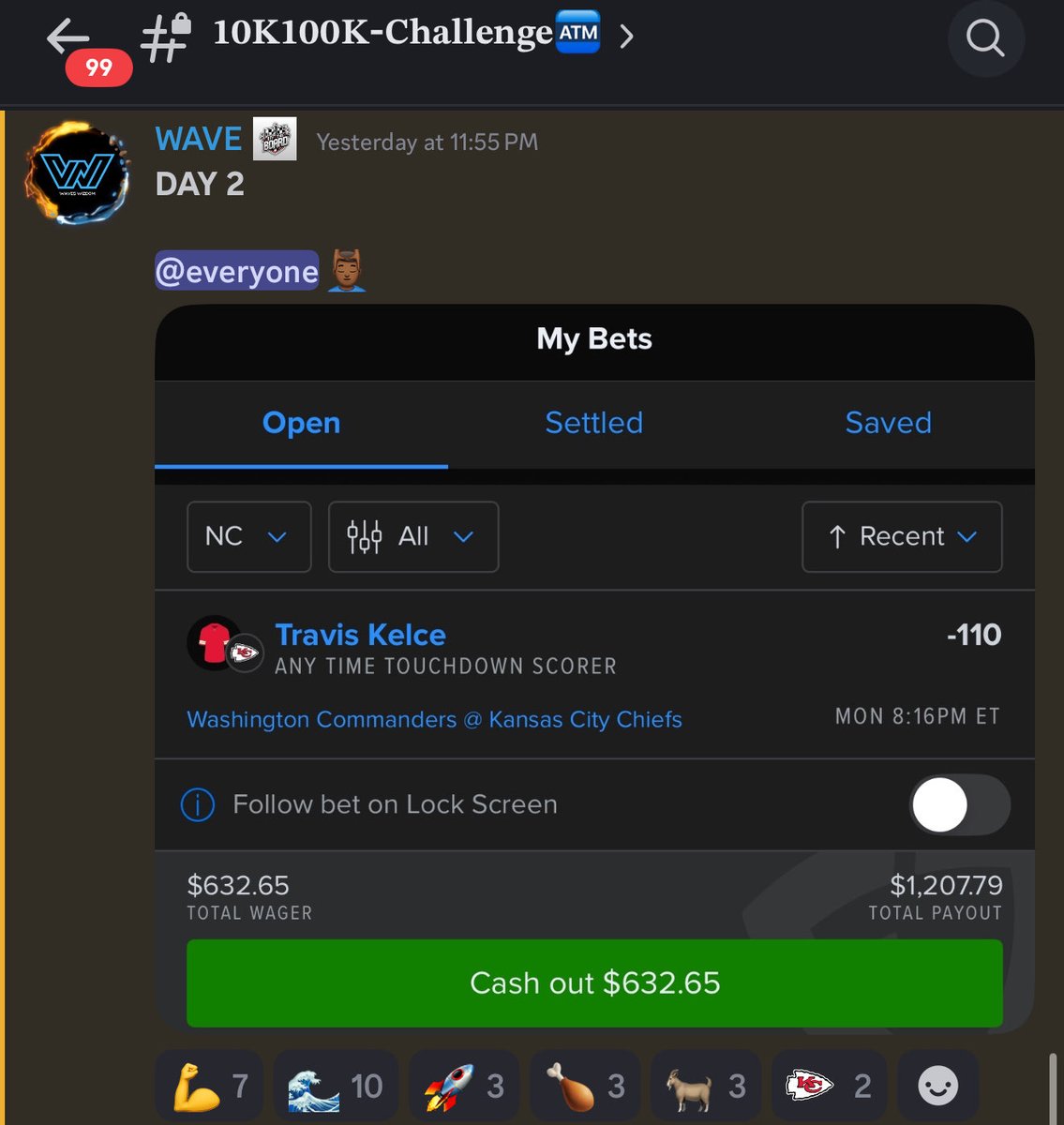 waveswizdom's tweet photo. 100K Challenge Lives 💰

https://t.co/mZOTFOCtDe

There was no way, Kelce didn’t partake in National TE weekend. https://t.co/YI6f8imqAf