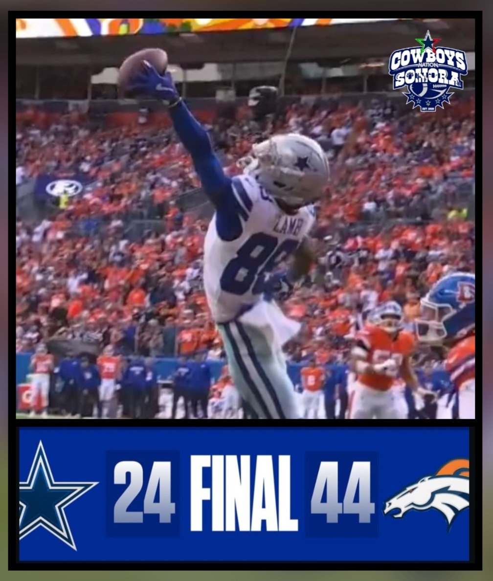 Dboyssonora20's tweet photo. ☆ LOS COWBOYS VUELVEN A SU REALIDAD Y CAEN FRENTE A UNOS BRONCOS IMPLACABLES! COWBOYS 24/44 BRONCOS.
#grupocowboynationsonora #DALvsDEN #cowboysnationsonora #cowboyssonora #dallascowboys #dboysonora20 #NFLsonoraFANS #gruponflsonorafans #DenverBroncos #Cowboystime. https://t.co/8D0VQ6Snbo