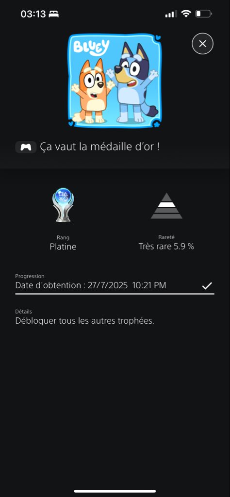 SluumpGames's tweet photo. Platine #84 Bluey le jeu vidéo 🏆
WOW WOW WOW game of the year. vraiment la profondeur de gameplay de ce jeu est tel je n’ai pas vu le temps passé dessus, tout simplement une masterclass.
2/10
#ps5share #bluey #trophy #platinum #trophyhunter https://t.co/WBbDY8sKuh