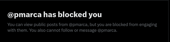nearcyan's tweet image. I finally got the @pmarca block after three years!

all it took was tweeting the homepage of companies he invested in. cheers