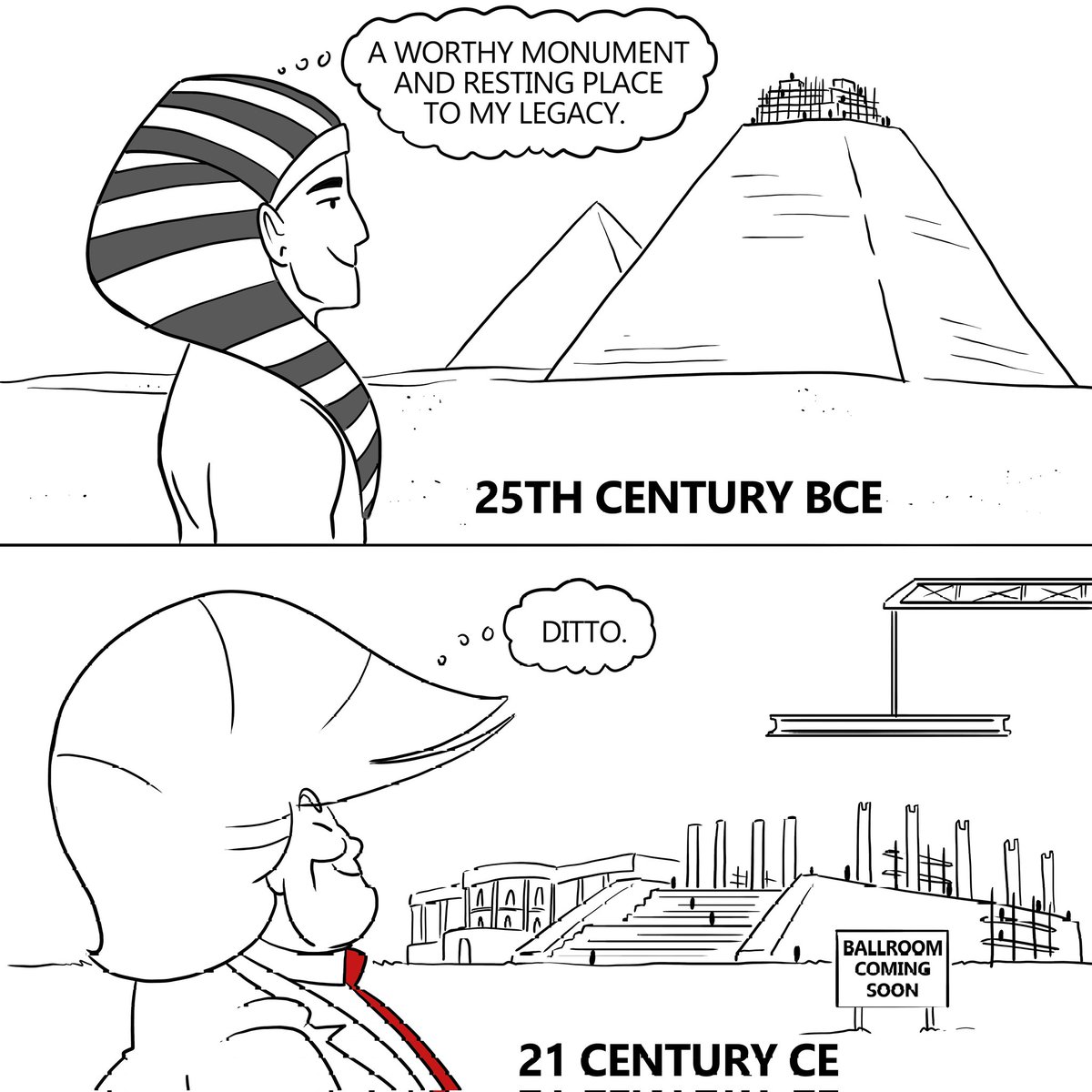floodzonecomics's tweet photo. They both are/will be spinning in their ballrooms!

@floodzonecomics #floodzonecomics #2025 #trump #pyramid #ballroom https://t.co/ZV7rOJsTni