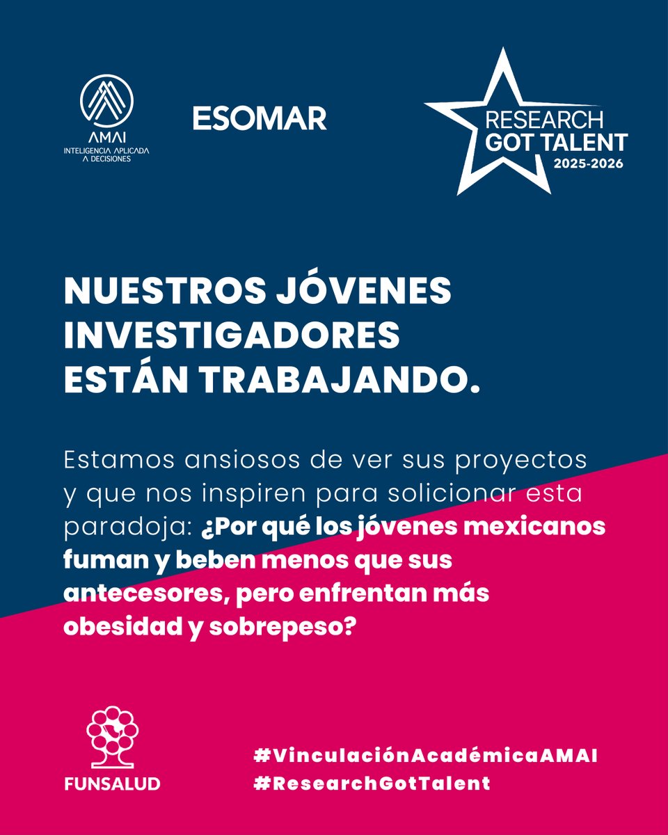 AmaiMexico's tweet image. La nueva generación de investigadores están generando ideas inspiradoras 💡

#ResearchGotTalent avanza 🔍

¡Seguimos atentos a sus proyectos! 
#AMAI #ESOMAR
