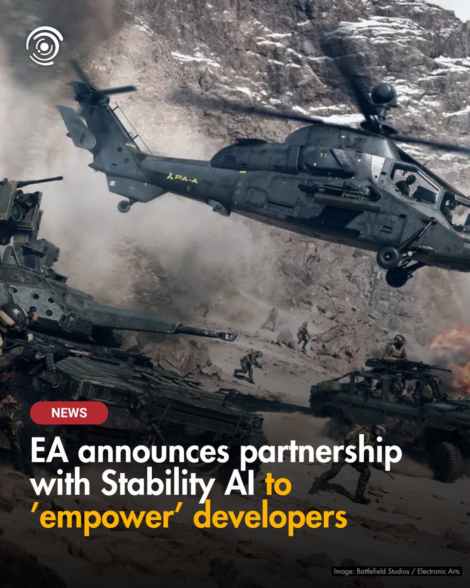 ScreenHub's tweet image. EA has announced a partnership with Stability AI intended to accelerate development workflows. 

Read the full story here: vist.ly/4bxum
