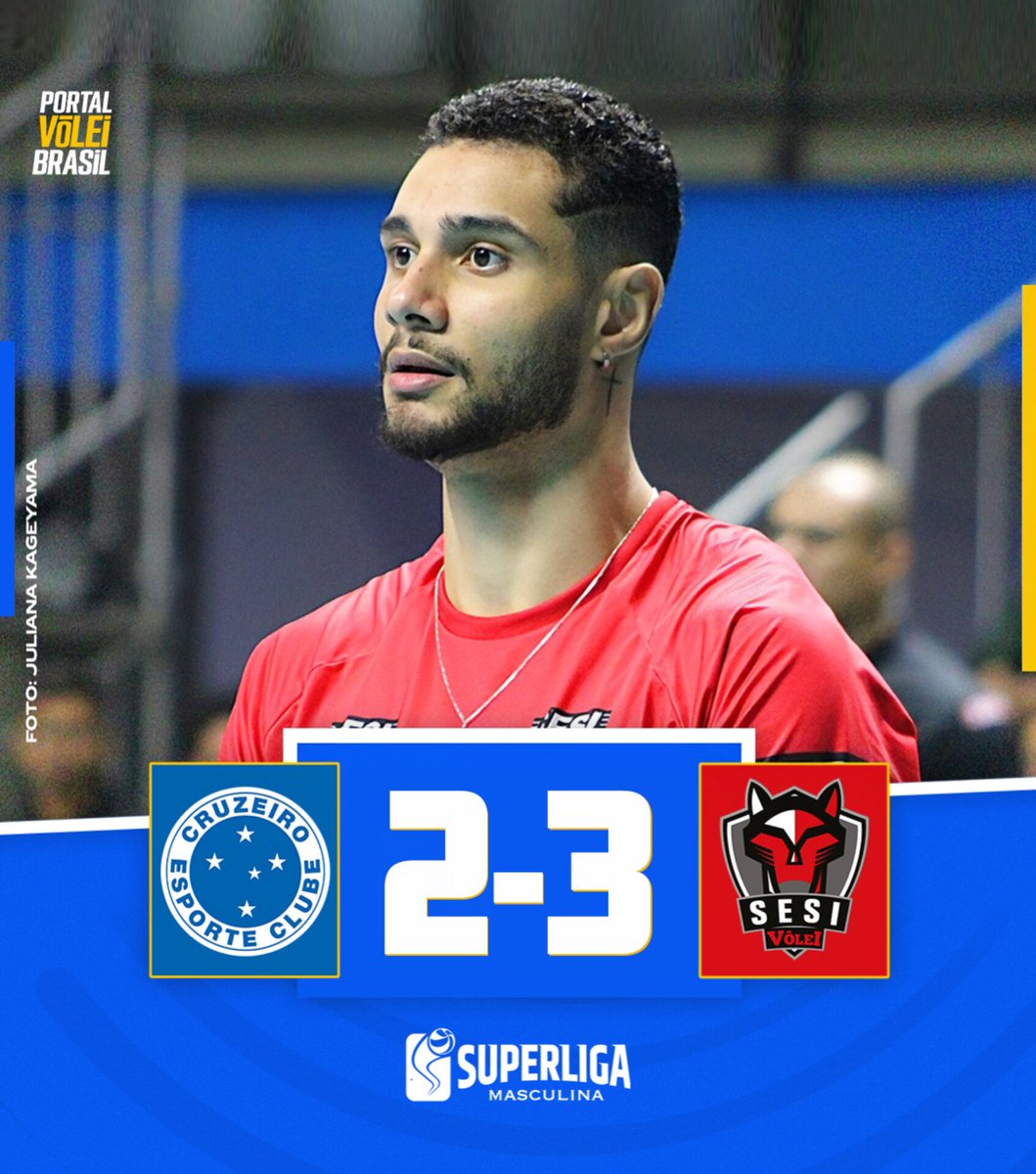 ✅ FIM DE JOGO!

🏐 🔵 SADA CRUZEIRO 2x3 SESI BAURU 🔴
➡️ (25x20, 16x25, 25x23, 21x25, 09x15)
🏆 Superliga Masculina | Rodada 02 (Turno)
