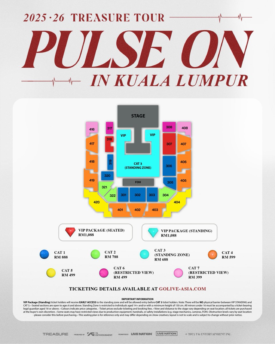 GoLiveAsia's tweet image. Malaysia TREASURE MAKER 𝙃𝙚𝙧𝙚 𝙒𝙚 𝙂𝙤! The seat map is out! Plan out your seats to have a perfect night with TREASURE! ✨💎
 
2025-26 TREASURE TOUR [PULSE ON] IN KUALA LUMPPUR
📅 30 May 2026 (SAT), 5pm
📍Axiata Arena
🎫 golive-asia.com