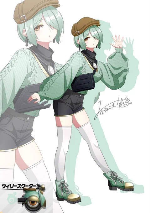 エアライダー熱が収まらないのでエアライドマシンを擬人化 前作のぶっ壊れマシン、ウィリースクーターちゃんだ!! #擬人化 #イラスト