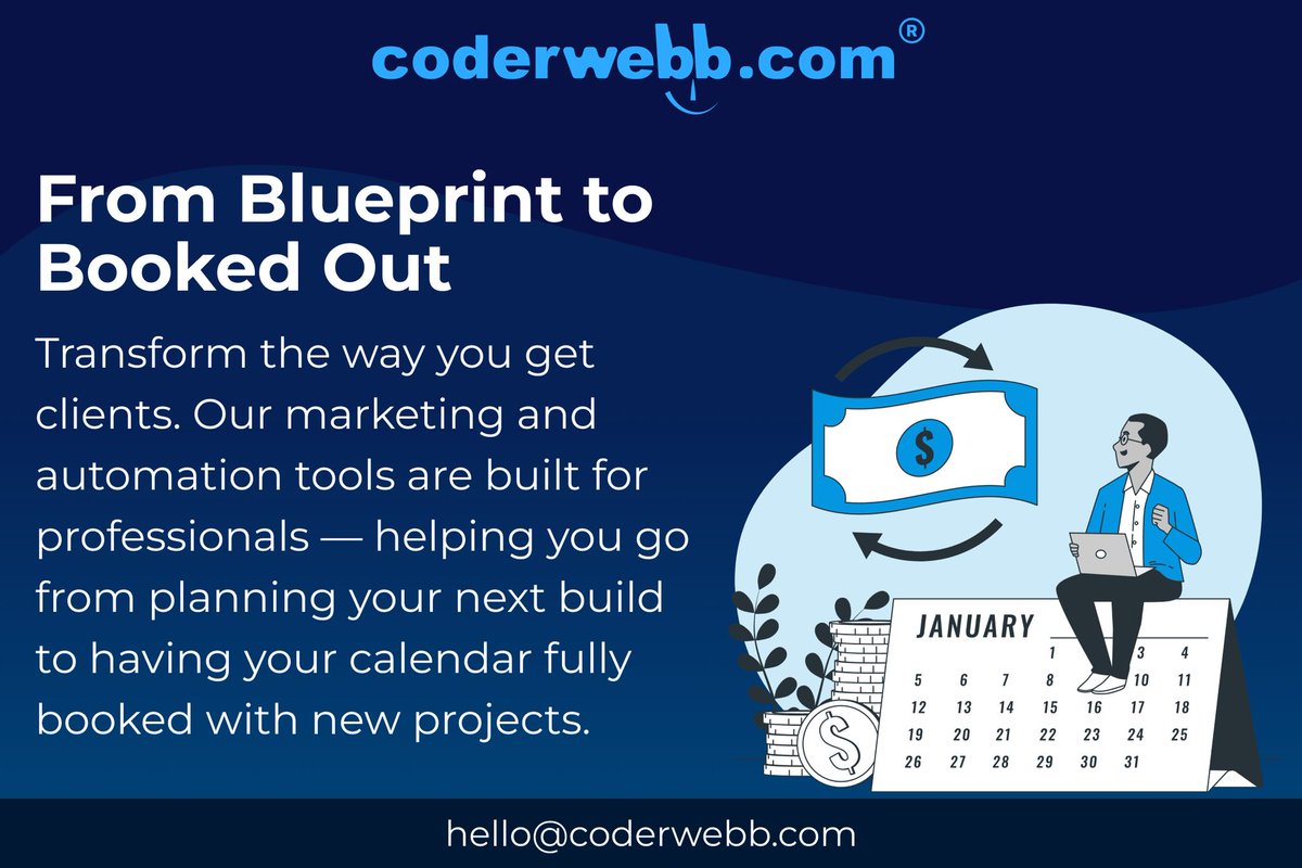 CoderWebb's tweet image. 📷 From Blueprint to Booked Out
Transform the way you attract and manage clients.
Our all-in-one marketing and automation tools are built specifically for professionals — helping you go from planning your next build to having your calendar fully booked with dream projects.
Stop…