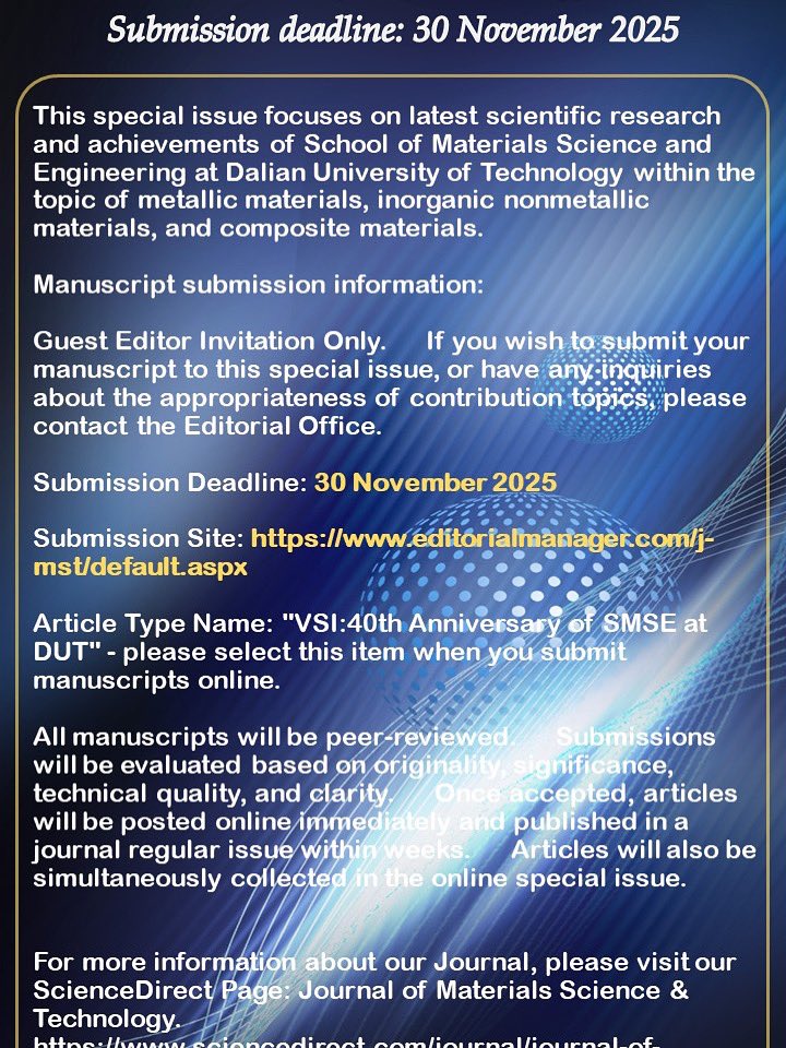 Journal of Materials Science & Technology tweet media