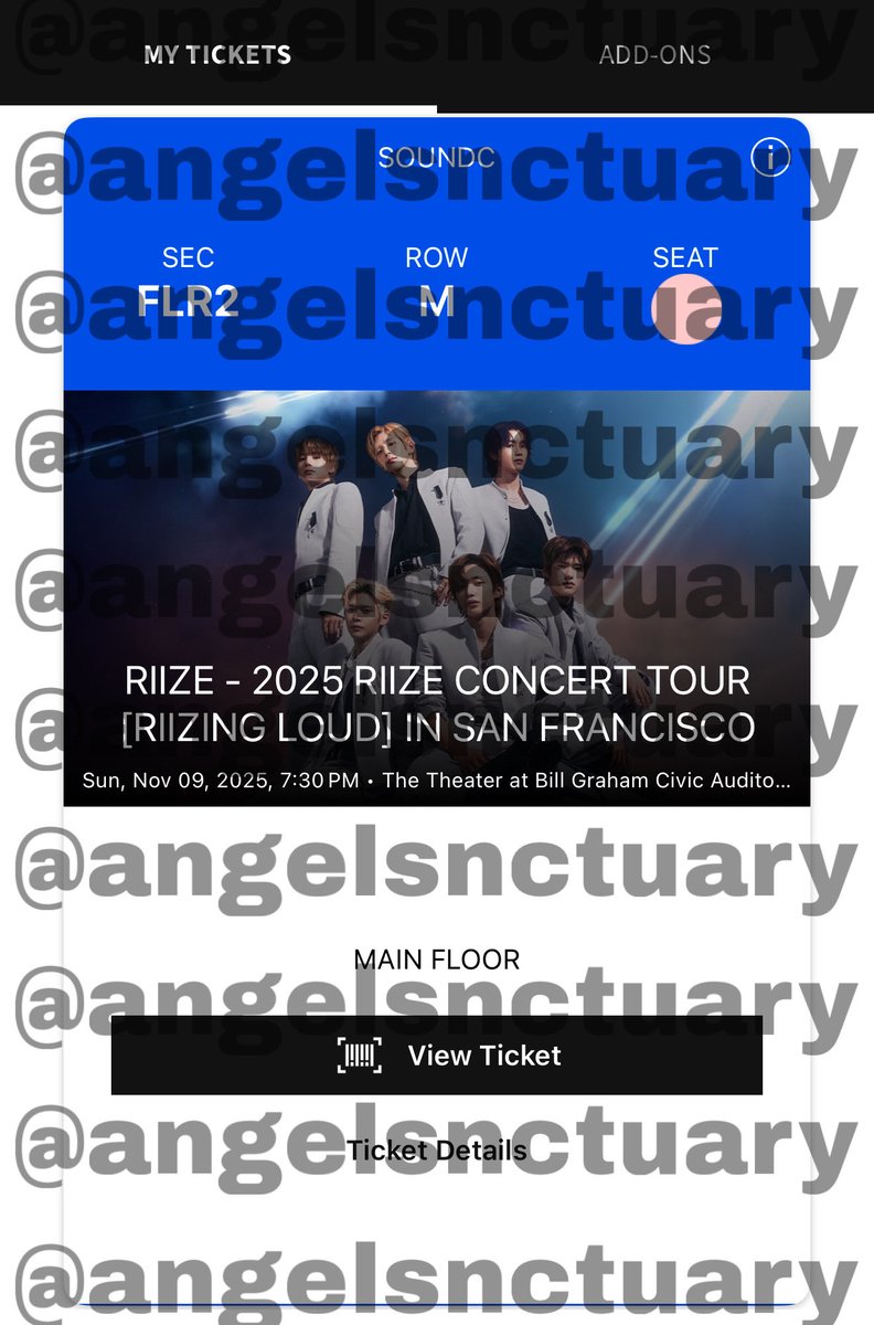 angelsnctuary's tweet photo. WTS/LFB 
selling one (1) riize san francisco sound check ticket @ bill graham on sunday 11/9 :)

- rfs: im seeing them in LA instead of SF :p
- paypal, zelle, apple pay
- can ft during transaction as well as provide ID for the sc benefit !

dm me for additional proof &amp; details <3 https://t.co/r1FY7JFhTL