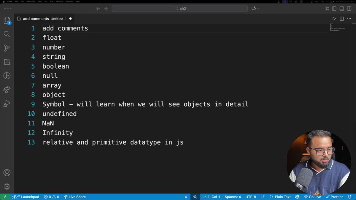 AlokDevJourney's tweet image. Day 32 #100DaysOfCode @sheryians_
JS session: Primitive vs Reference data types overview!
PRIMITIVE (7):
1️⃣ String
2️⃣ Number
3️⃣ Boolean
4️⃣ null
5️⃣ undefined
6️⃣ Symbol
7️⃣ BigInt (coming soon)
REFERENCE:
- Array, Object, Function
#javascriptlearning #WebDevelopment