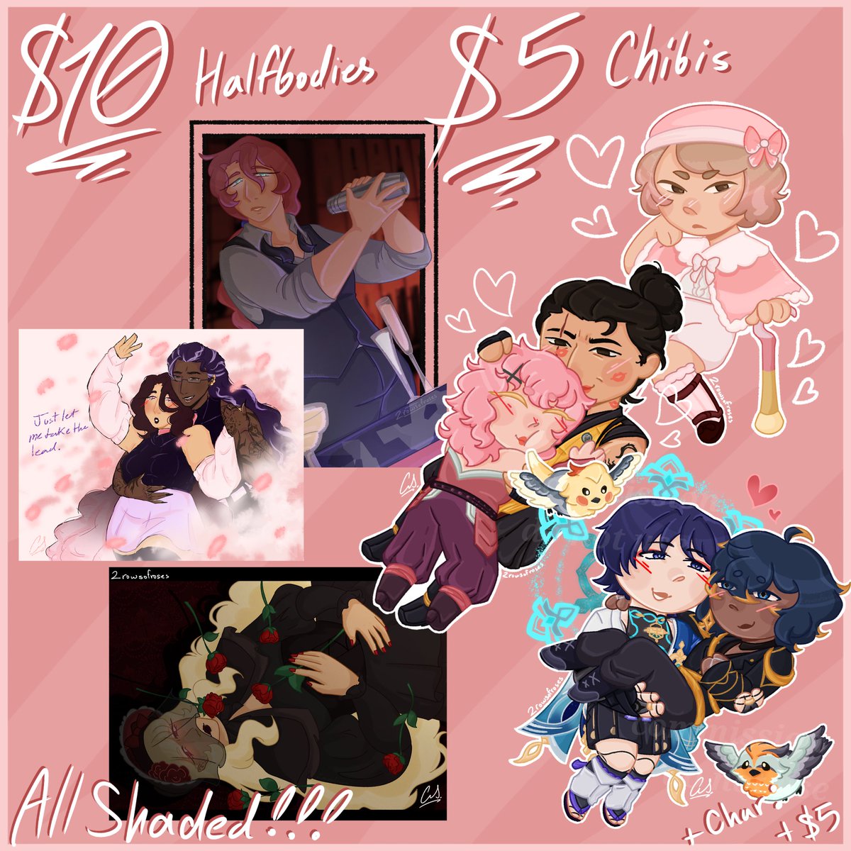 [ Likes/RTs appreciated &lt;3 ]

Had some heavy news hit me today, I need to start making money on the side fast! Just to help my family out, I'm discounting prices!
Will draw anything! Yumes, OCs, whatever! I take Paypal Ko-fi &amp; Cashapp!! 

#artcomms #artcommissions #artcommsopen