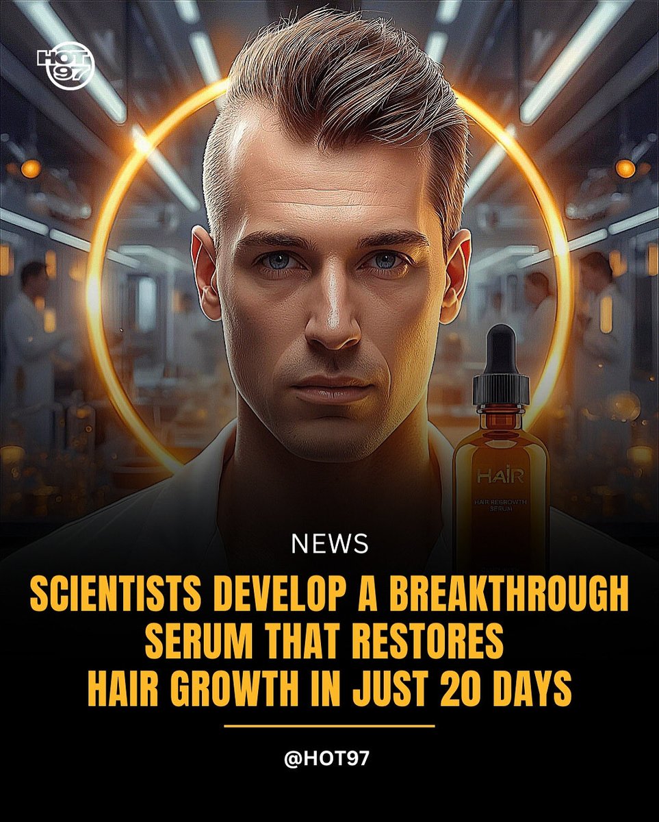 HOT97's tweet image. Scientists at National Taiwan University have created a hair regrowth serum that successfully promoted hair growth in mice in only 20 days. The formula, which contains naturally occurring fatty acids such as oleic and palmitoleic acid, works by activating fat cells under the…
