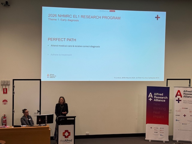 STMneurosci's tweet image. One of our brilliant researchers Dr Emma Foster @MonashSTM gave a rundown of her @nhmrc investigator grant tackling #epilepsy for an @AlfredHealth Research Week panel hosted by @DrShaneRRR it will ultimately lead to better health care for Australians &amp;amp; improvements to the economy