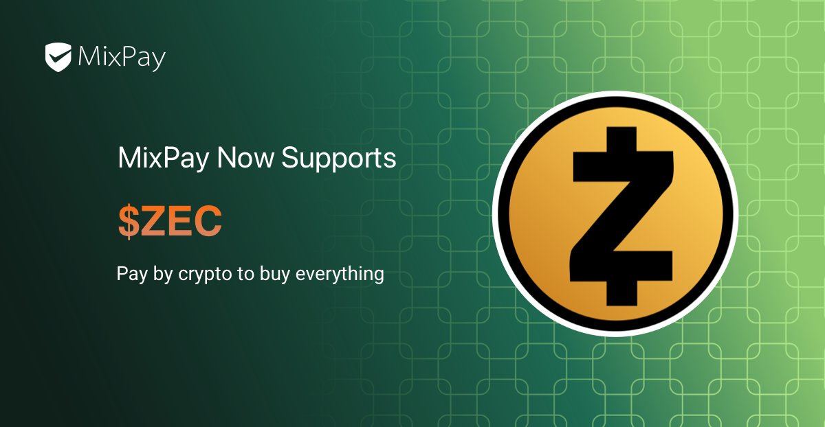 MixPayProtocol's tweet image. 🎉💫 Milestone Alert: MixPay Expands with 20th Blockchain! 💫🎉 @Zcash 
We’re thrilled to announce that MixPay now supports Zcash ($ZEC) — bringing our total chain count to 20! 
Get ready for seamless, privacy-first payments across our crypto-to-crypto ecosystem. 🌐⚡