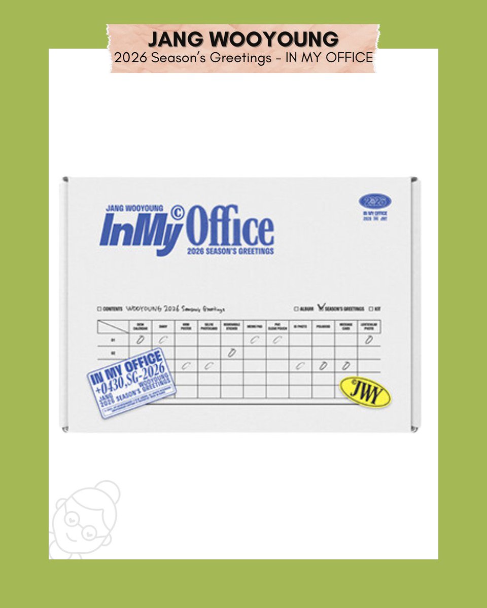 halmeoni_mnl's tweet photo. PH GO JANG WOOYOUNG - 2026 Season's Greetings - In My Office

🔸₱2250 + LSF
🧾DOP: 50% DP + balance upon arrival, long DOP avail upon request
📦Normal ETA
📩 https://t.co/Vbvf81HsyD

Visit https://t.co/XXEtyLMlCk and search '2026 Season's Greetings'

WTS LFB 2PM https://t.co/5zRS6jSFOU