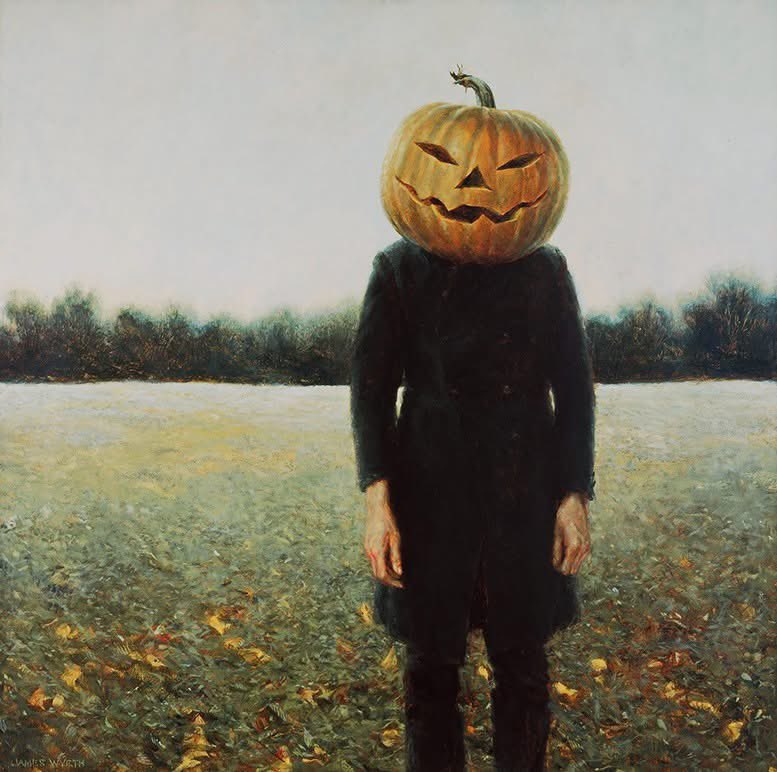 The Wyeth family had a legacy of great artists.

Love the expressive nature of this one.

Who would you pick as your favorite style, Andrew (his father who is most known for Christina’s World) or Jamie’s style of work.

Jamie Wyeth (b. 1946), Pumpkinhead - Self-Portrait, 1972,