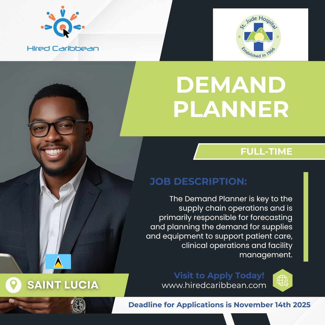 hiredcaribbean's tweet image. St. Jude Hospital is currently seeking candidates for the following positions:

Demand Planner - hiredcaribbean.com/job/demand-pla…

 Executive Assistant - hiredcaribbean.com/job/36300/

#StJudeHospital  #Healthcare #ExecutiveAssistant #DemandPlanner #CareerOpportunity #JobVacancy #HiredCaribbean