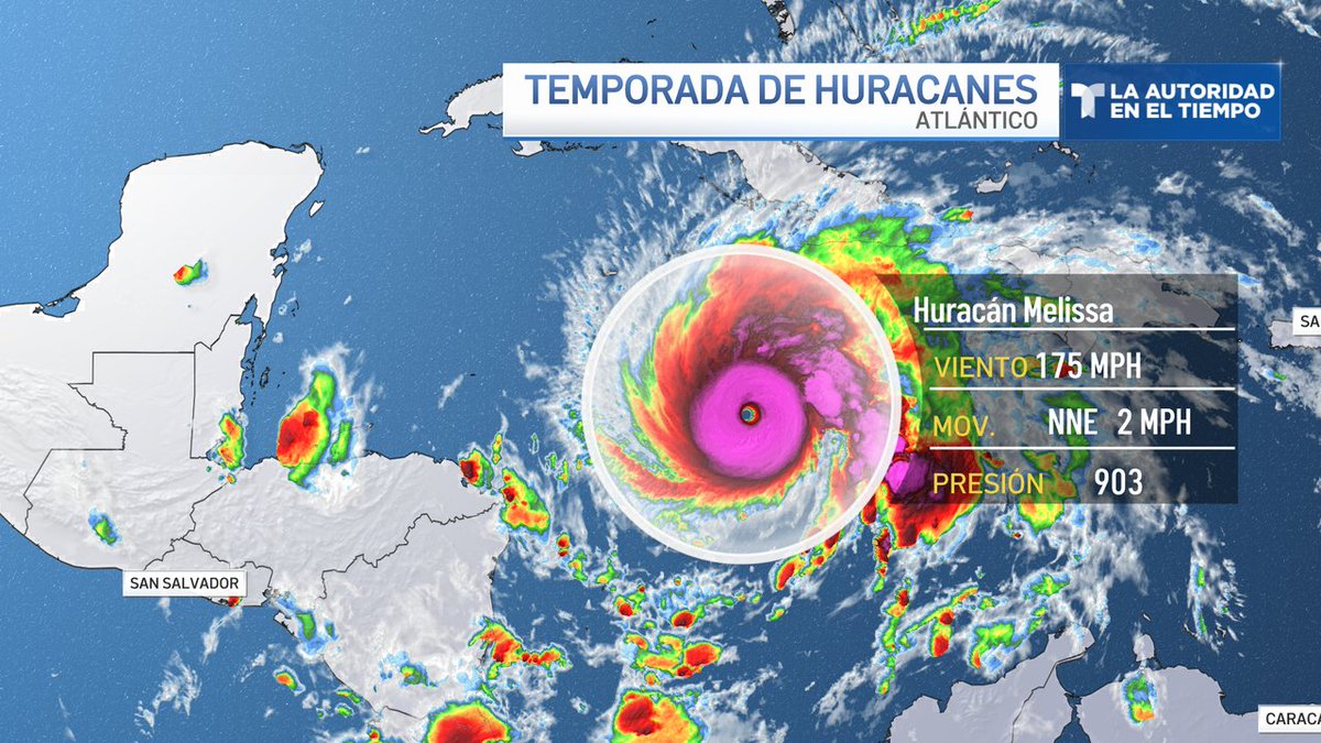 #Melissa se desplaza extremadamente lento, a tan solo 2 mph. Es un huracán catastrófico con vientos de 175 mph. 

Será una noche larga en Jamaica, donde comenzarán a experimentar la fuerza de este sistema con condiciones amenazantes a la vida.