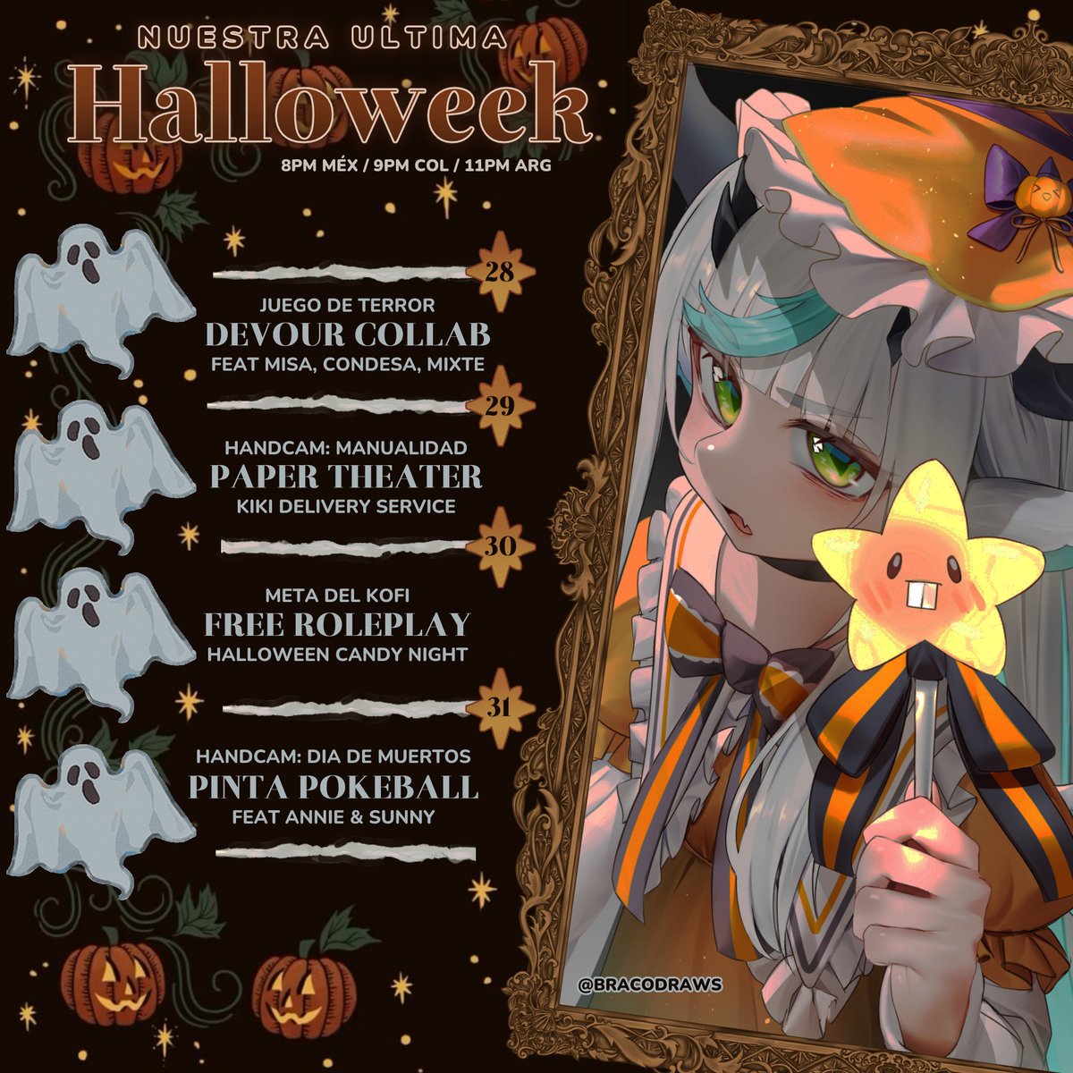 🕯️Nuestra última semana de Halloween🕯️
¿Están preparados para mucha diversión?

¡Del 28 al 31 de Octubre!
A la misma hora, en el mismo canal✨

Finalizando con el último Spooky Eiwy' Treats
🌹~ Especial de Día de Muertos ~ 💀