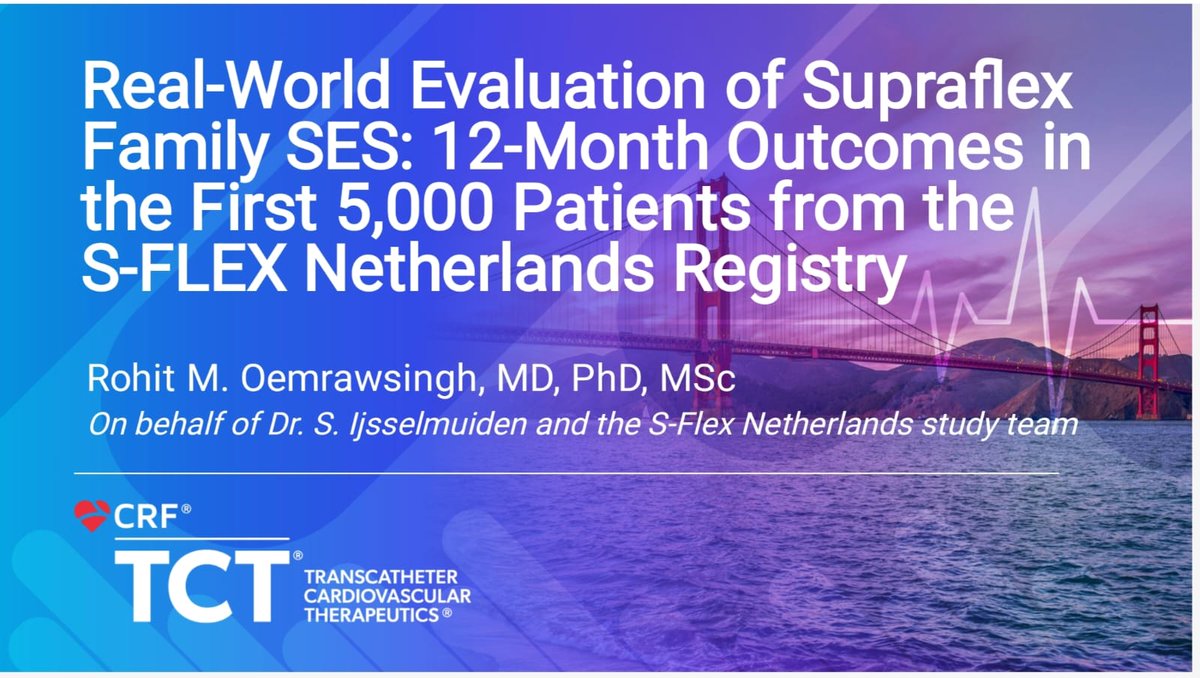 SMTStents's tweet photo. S-Flex Netherlands Registry data, presented at TCT 2025: Supraflex Cruz shows CD-TLR 2.1% and ST 0.8% at 1 year in real-world. #Supraflex #TCT2025 https://t.co/ltxYiCRlK2