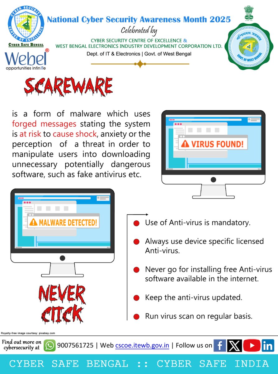 cscoe_wb's tweet image. Every year, October is celebrated as National Cyber Security Awareness Month to emphasize the importance of staying safe online. Share our daily posters with your friends to spread cyber security awareness for Day 28
#CSCOE #CyberAwareness #cybersecurity #NCSAM