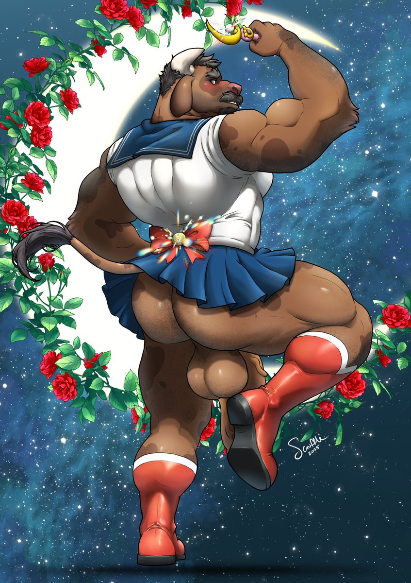 Adding to the Halloween costume dilemma is my dad, Phillip. He keeps hearing everyone talk about this “sailor moon” and decided that’s what he will go as. Seems he ordered a few sizes too small however. Just another day in this family. 

🎨: @ scruffle.bsky.social