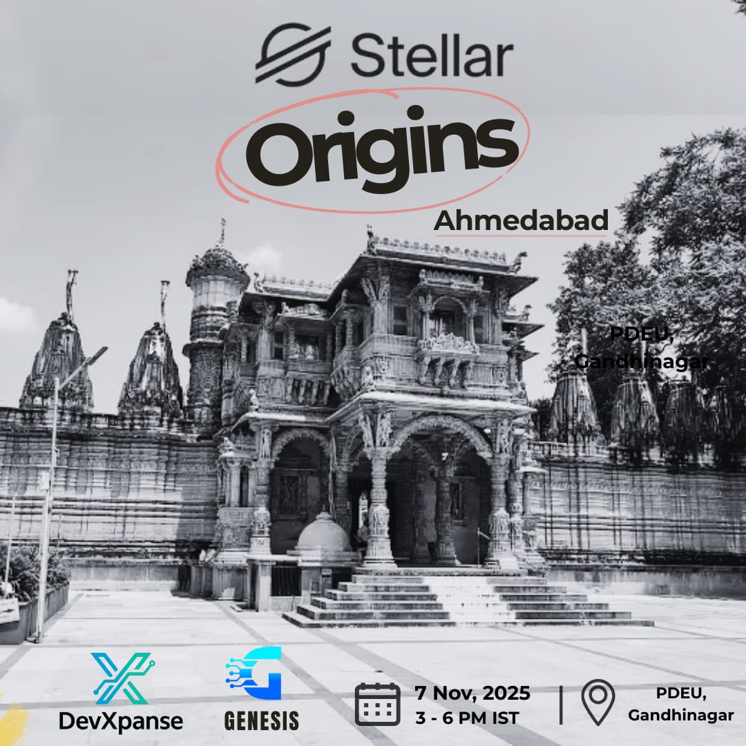 devxpanse's tweet photo. 💥 What if your Stellar idea could change the Web3 world?
🚀 Stellar Origins: Ahmedabad at Pdeu | 7 Nov 2025
Collab with @stellar_ind  &amp; Genesis
Pitch, learn, network &amp; win prizes!
🎟️ 
Register Now👇🏽
https://t.co/syx4tZMhkB

#Stellar #Blockchain #Web3Community 
#web3events
#web3 https://t.co/oYq2pKQyi7