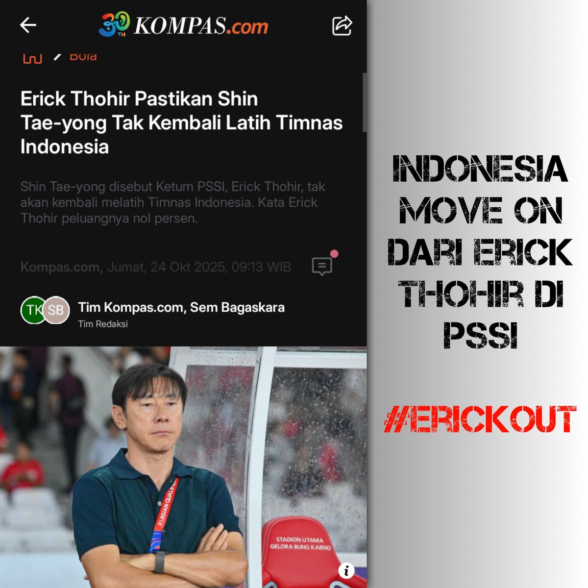 supergun4's tweet photo. #ErickOut udah yg paling bener untuk sepakbola Indonesia https://t.co/rjYDAo5hlk
