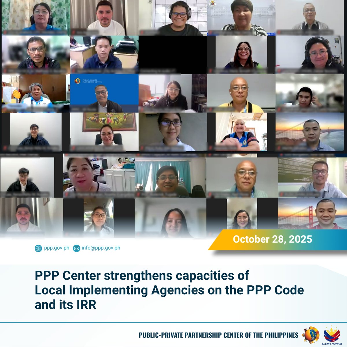 𝐏𝐏𝐏 𝐂𝐞𝐧𝐭𝐞𝐫 𝐬𝐭𝐫𝐞𝐧𝐠𝐭𝐡𝐞𝐧𝐬 𝐜𝐚𝐩𝐚𝐜𝐢𝐭𝐢𝐞𝐬 𝐨𝐟 𝐋𝐨𝐜𝐚𝐥 𝐈𝐦𝐩𝐥𝐞𝐦𝐞𝐧𝐭𝐢𝐧𝐠 𝐀𝐠𝐞𝐧𝐜𝐢𝐞𝐬 𝐨𝐧 𝐭𝐡𝐞 𝐏𝐏𝐏 𝐂𝐨𝐝𝐞 𝐚𝐧𝐝 𝐢𝐭𝐬 𝐈𝐑𝐑

Read more: ppp.gov.ph
