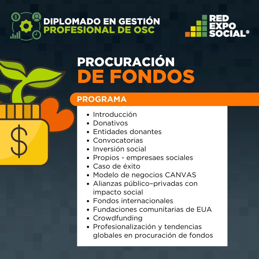💰 Taller de Procuración de Fondos
Fortalece la sostenibilidad financiera de tu organización: aprende sobre donativos, convocatorias, inversión social, alianzas y más.

Iniciamos el 29 de noviembre

🔗 Registro: grafeno5.odoo.com/event/taller-d…