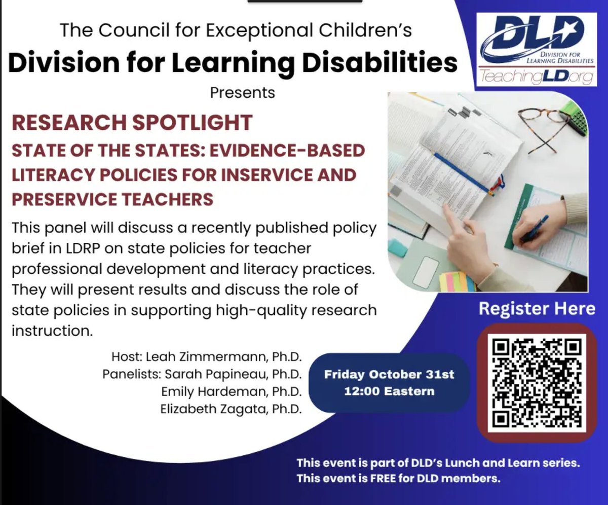 TeachingLD's tweet photo. 🎃This Halloween, skip the tricks—treat yourself to some professional learning instead!

Join us on Friday, Oct 31st at 12:00PM EST. for a Research Spotlight on evidence-based literacy policies. https://t.co/W2zvyxCNY5