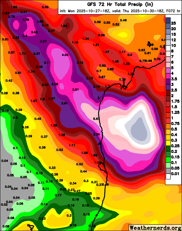 VortixWx's tweet photo. #Montha is continuing to bring very heavy rain into S #India, mainly in the state of #AndhraPradesh. Montha's rainfall totals will range from 3-6in (75-150mm). Locally higher amounts up to 8in (200mm) are possible.
#INDwx #tropicswx https://t.co/ZhQwiTgjQY