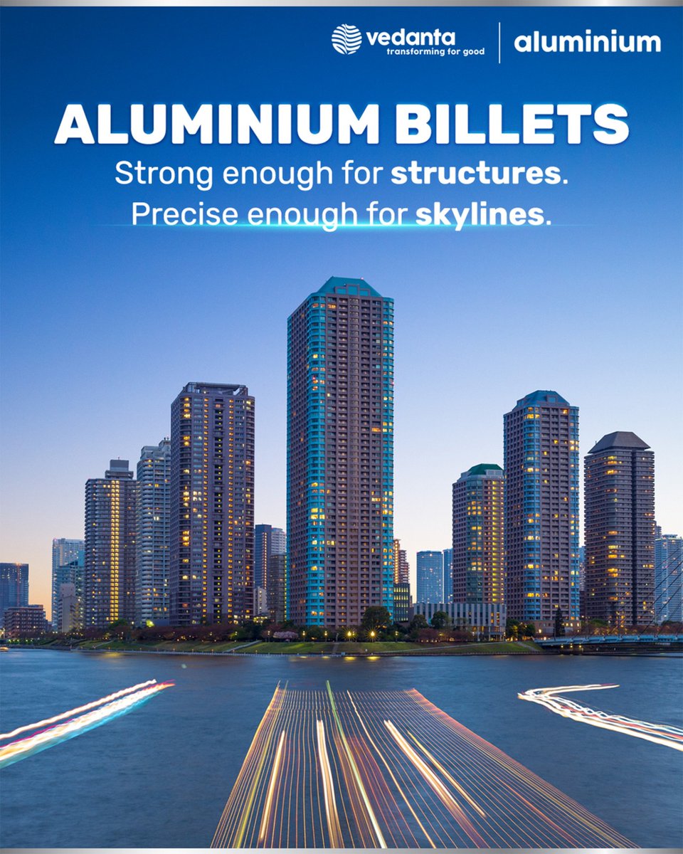 Every landmark begins with a strong foundation. 

Vedanta Aluminium’s billets power the beams, columns &amp; skylines shaping India’s future.

Buy now: bit.ly/3CnYWhV

#VedantaAluminium #MetalOfTheFuture #AluminiumBillets