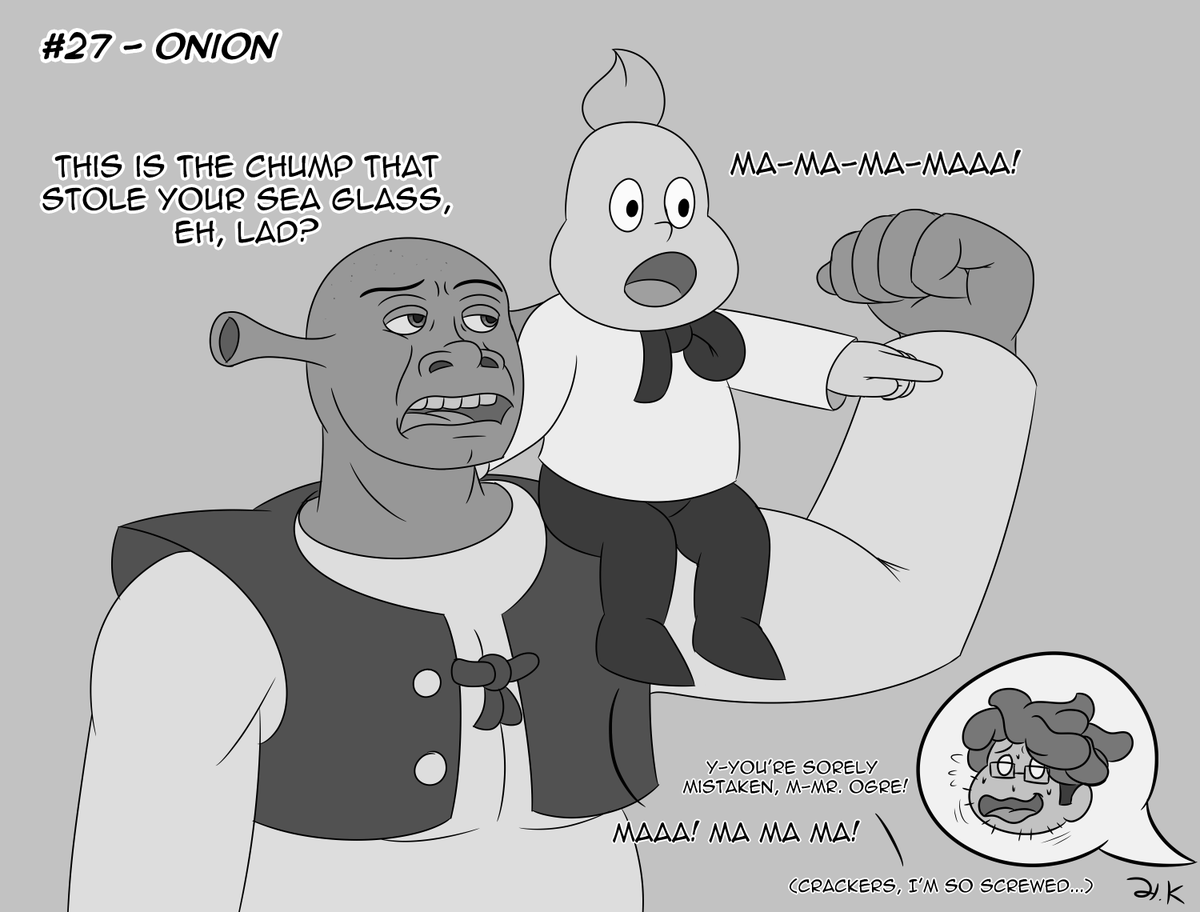 HKibago's tweet photo. "Do the roar" - Onion, probably.

#Shrek #StevenUniverse #Inktober #Inktober2025 https://t.co/wxAtJrtFkN