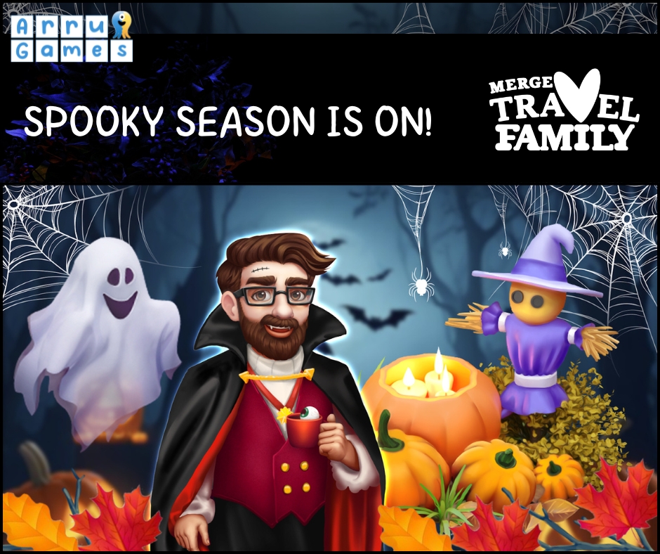 arrugamescom's tweet photo. 🎃 Halloween is here in #TravelMergeFamily!
Merge pumpkins, unlock spooky treats, and decorate your home with eerie vibes! 🕷️👻
7 days of magical merges — are you ready? 
#mergegame #halloweenfun #cozygames #MobileGaming #MergeAndTravel #spookyseason https://t.co/oqQQSZWKaD