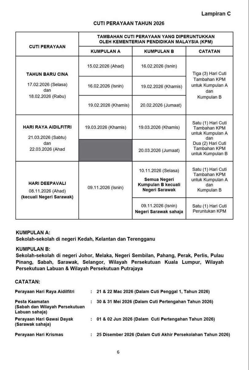 MerchantofMilan's tweet photo. takwim persekolahan (dan cuti sekolah!) tahun 2026. selamat merancang itu ini!! 🚗🚌✈️🏖️ https://t.co/sdCjy2CkI2