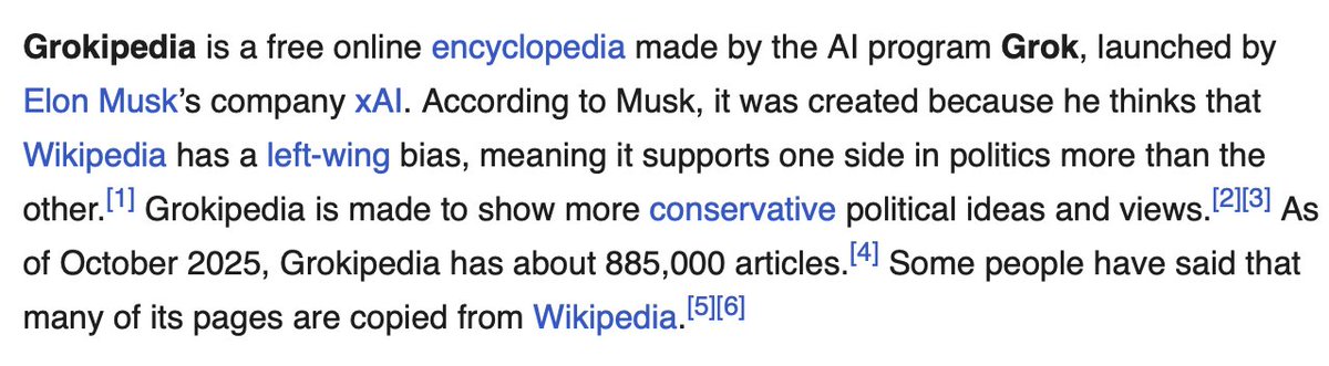 Wikipedia's <a href="/Grokipedia/">Grokipedia</a> entry ironically proves why Grokipedia is needed and that <a href="/elonmusk/">Elon Musk</a> is right.