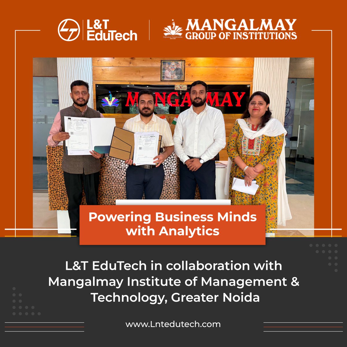 lntedutech's tweet image. L&T EduTech is delighted to announce its collaboration with Mangalmay Institute of Management & Technology, Greater Noida, for the Batch of 2025–27.
Through this partnership, MBA students will gain access to an exclusive Value-Added Courses